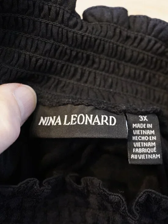 Nina Leonard Black Sheer Textured Dot Mock Neck Dress 3X - Picture 3 of 3